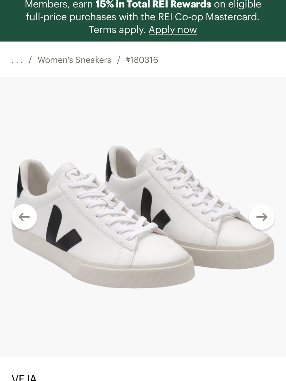 Veja Women's White Leather Sneakers with Black V